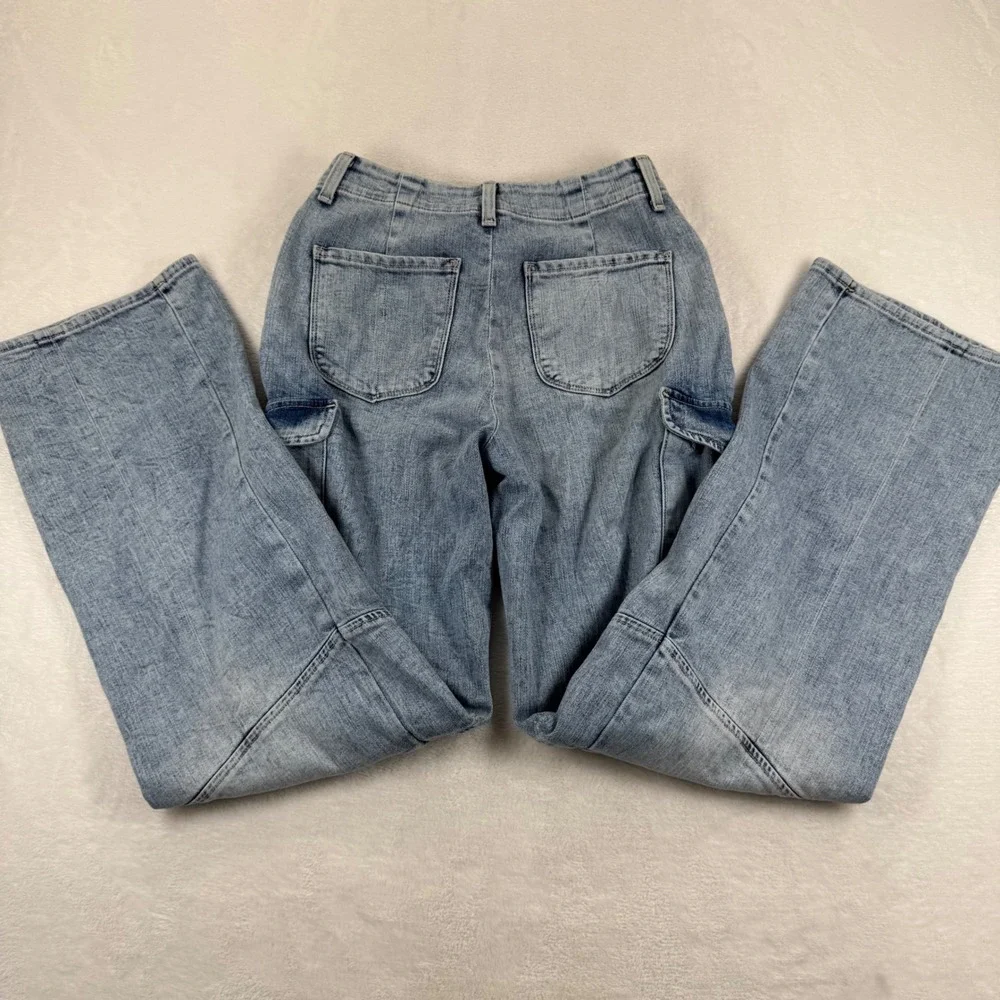 L'AGENCE Brooklyn High Rise Utility Wide Leg Cargo‎ Jeans Blue Womens 24